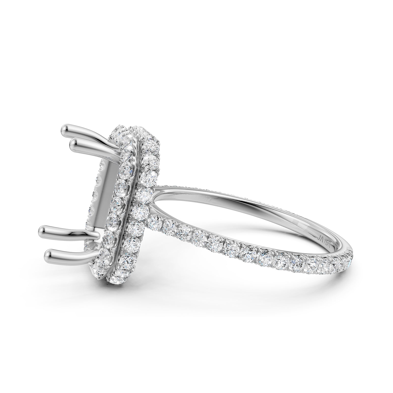 Double Halo Semi Mount Lab Grown Diamond Engagement Ring 0.53 Ct.